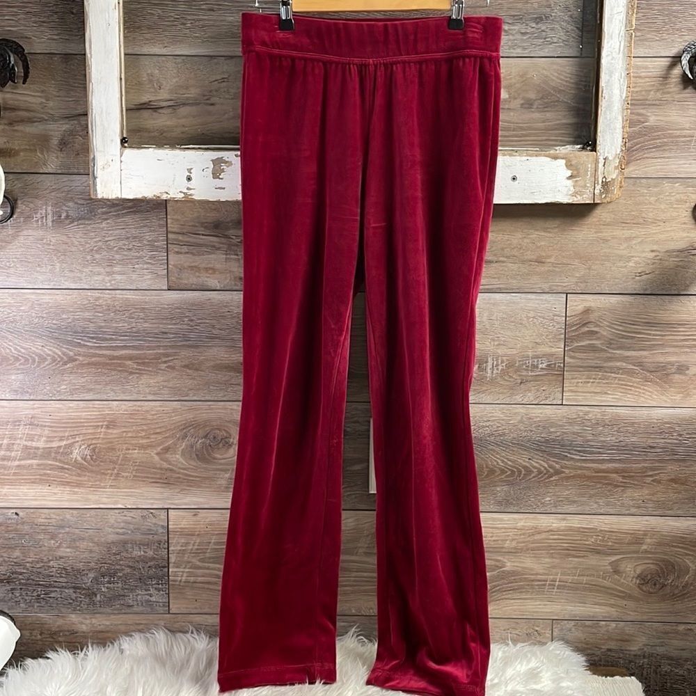 Three Hearts Ladies Velour Elastic Waist Band Red/Maroon , Size Small